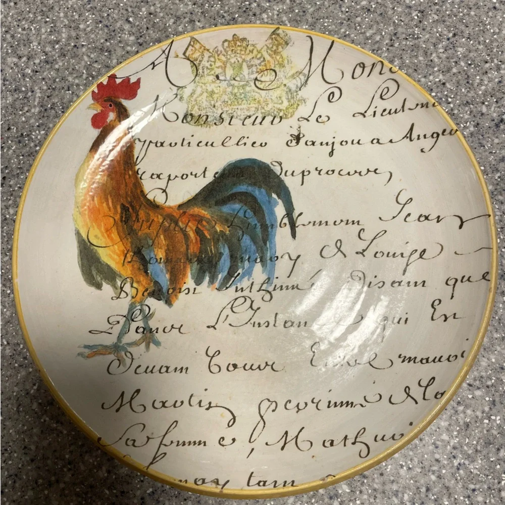Set of 3 Williams Sonoma Rooster Script Plates